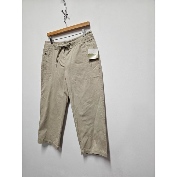 Liz Claiborne Lizwear NWT Flap Pocket Tie Waist Crop Pants Size 10 - Picture 3 of 6